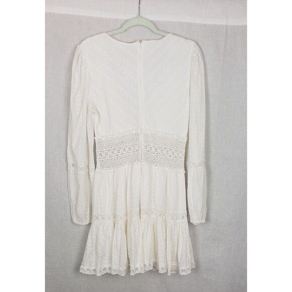 Free People Ivory White Dress 12 Lace Swiss Dot Boho Festival Prairie Cottage - Picture 2 of 6